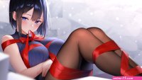 big boobs legs short hair anime girls dark hair 4K anime HD Wallpaper