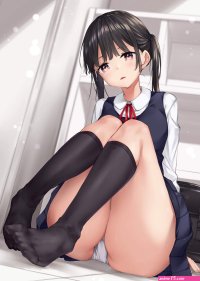 schoolgirl ass thighs bent legs legs together anime anime girls school uniform panties upskirt twintails black hair toes
