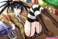 Wallpaper : anime girls cartoon thigh highs panties Black Rock Shooter Kuroi Mato upskirt mangaka 4500x3000