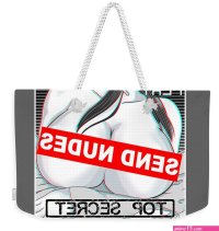 Waifu Material Send Nudes Sexy Anime Girl Otaku Aesthetic Weekender Tote Bag by Tayloy Iyla