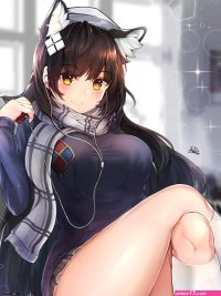 Hot Anime Girl Listening Music While Sitting HD wallpaper download