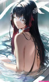 Hot anime girl relaxing while having bath