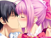 Download Hinata And Kaito Anime Couple Kiss Wallpaper
