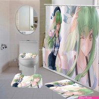 Anime Bath Shower Curtain Sexy Bikini Girl Bath Screen Curtains Bathroom for Teens Boys Girls Shower Curtain Set Bath Mats Rugs