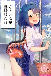 karisuwaya nanao yuriko idolmaster idolmaster million live! highres translated 1girl :d against fence antennae bestiality blue hair blue skirt blue sky blush braid breast pocket breasts bug censored centipede chain-link fence clothes