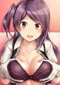 Wallpaper : anime girls Hagikaze KanColle Kantai Collection holding boobs cleavage 1712x2400