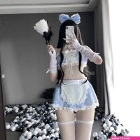 Sexy Anime Cosplay Costumes Kawaii Blue Sexy Maid Outfit Woman Bikini