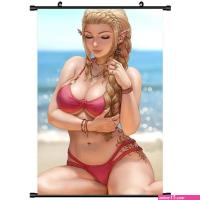 Beach Anime Sexy Girl Poster Aesthetic Wall Scroll Art Picture Canvas Print