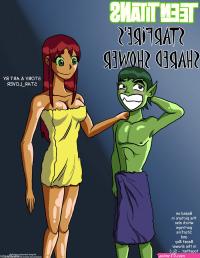 Starfires Shared Shower Porn comic Cartoon porn comics Rule 34 comic