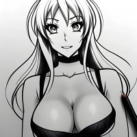 Anime girl with boobs Pencil Sketch