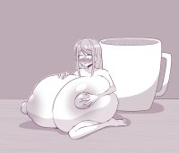 Bobobon on X: RT inksGirls: supporter request Saya End from dagashi-kashi. Shrink and breast expansion. The more her breasts swell the more her bod X