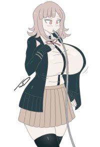 nanami chiaki danganronpa series tagme 1girl breast expansion breasts huge breasts inflation solo