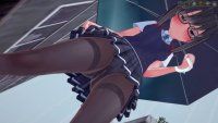 Anime girl pees and moans in public while it rains