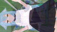 Blue hair anime girl in school uniform show her butt. watch online