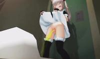 Maid girl pee while standing