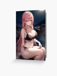 naked anime girl with pink hair Greeting Card for Sale by ANIBLA