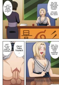 Tsunade and Naruto comics: Tsunade and Naruto are plowing in the office and nearly get unloaded by Shizune!