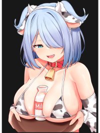 Sexy huge boobs cow bikini anime girl Art Board Print by Lewdities