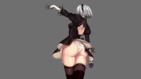 Wallpaper : Nier Automata NieR 2B Nier Automata ass legs zettai ryouiki thigh highs grey hair panties upskirt 1920x1080