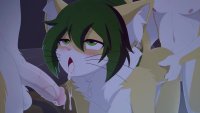 Cute furry has group sex with multiple copies of her boyfriend