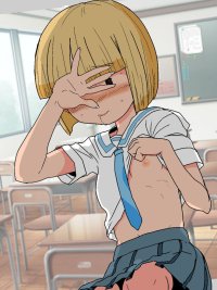Secondary image of a naughty beautiful girl who is exhibitionist and exposing her loli small naked or embarrassed