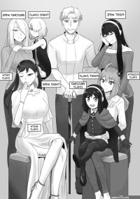 kmvt anya spy x family becky blackbell fiona frost twilight spy x family yor briar spy x family highres translated 1boy 6girls age difference aged up artist name cane closed eyes colored
