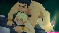 Anime blonde boy having fun with older man