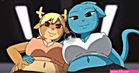 Nicole Watterson And Penny Straddle In The Gym Zaviel