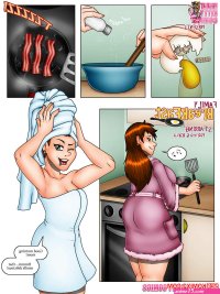 Porn comic Family Breakfast. Evil Rick Sex comic brunette MILF with