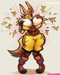 Aweeeson COMMS OPEN! on X: Fetish w: Breast expansion Casually explodes your clothes furry pinup nsfw lewd