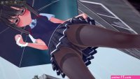 Anime girl pees and moans in public while it rains
