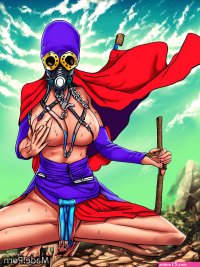 Porn image of gas mask nylon messy hair tornado meditation niqab teal created by AI