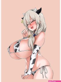 Oppai huge boobs anime cow bikini Art Board Print by Lewdities