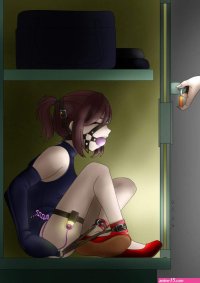 self-bondage-art-217leotardsingle-glovearmbinderball-gag