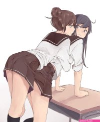 School uniform schoolgirl anime girls yuri HD phone wallpaper