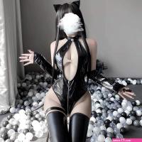 Anime Sexy Bondage Leather Slingshot Stocking Set