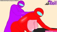 Blue from Among Us baise une levrette rouge aux gros seins dans un dessin animé XXX