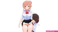 thighs thick thigh lifting skirt schoolgirl Kaisenn anime anime girls ecchi simple background panties pink panties underwear pink underwear miniskirt pleated skirt plaid skirt school uniform blushing upskirt string panties white...