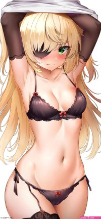 Hot anime girl Fischl taking off her clothes