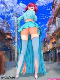 Porn image of partially nude bottomless woman natural tits perfect body upskirt nude created by AI