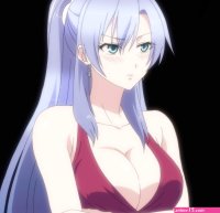 himuro ayame rikei ga koi ni ochita no de shoumei shitemita highres stitched third-party edit 1girl blue eyes breasts cleavage large breasts long hair