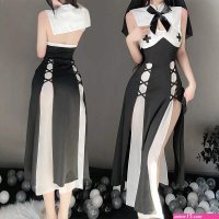 Nun Cosplay Uniform Suit Women Sexy Lingerie Porn Maid Dress Anime Nun Roleplay Headgear Halloween Hollow Passion Exotic Costume