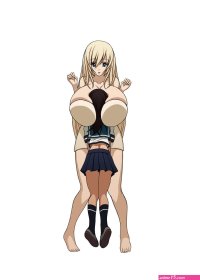 mo-frederick atago kancolle fubuki kancolle kantai collection highres 10s 2girls between breasts breast smother breasts female focus full body gigantic breasts head between breasts height difference long hair multiple girls standing -