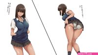 schoolgirl thighs lifting skirt ass looking at viewer bent over Tokiwa Midori kyokutou funamushi hands in pockets anime anime girls minimalism simple background white background ecchi school uniform miniskirt upskirt pleated skirt