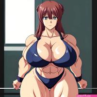 A big muscular woman with big breasts a pretty face and very low...