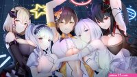 Anime girls dress big huge breasts underboob on no Playmat Gaming Mat Desk