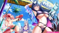 Anime girls swimwear bikini underboob big water Playmat Game Mat Desk