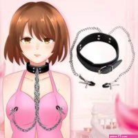 Bondage Halsband mit Nippelklemmen Frauen Torture Fesselset Mundknebel Kette SM
