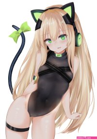Wallpaper : animal ears cameltoe headphones nekomimi tail blonde Iris Hear