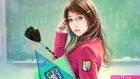Beautiful Anime Girl School Uniform Bicycle Desktop Background